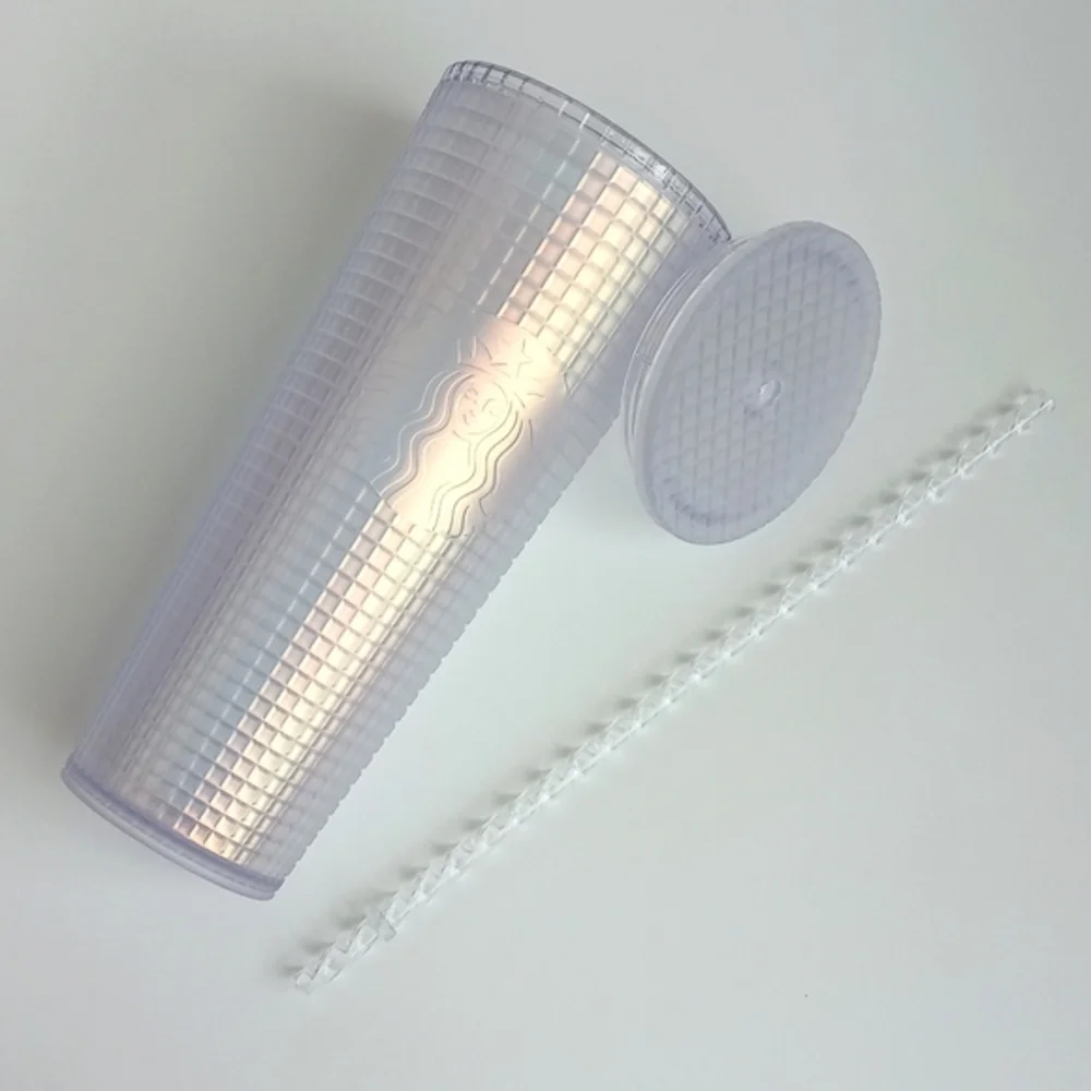 Starbucks Unicorn Holographic Soft Touch Grid 24oz Cold Cup Tumbler Lid w Straw